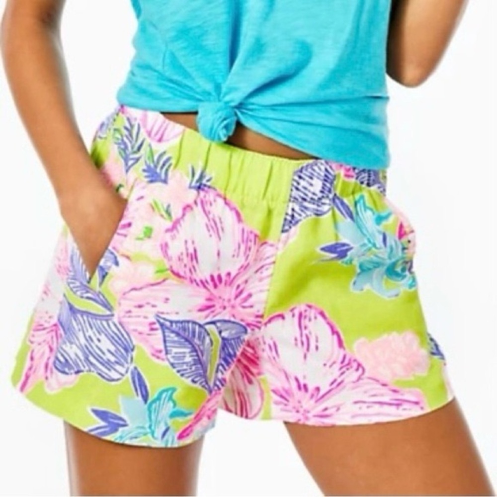 Lilly Pulitzer Lilo Linen Shorts in Boho Babe Matcha Green